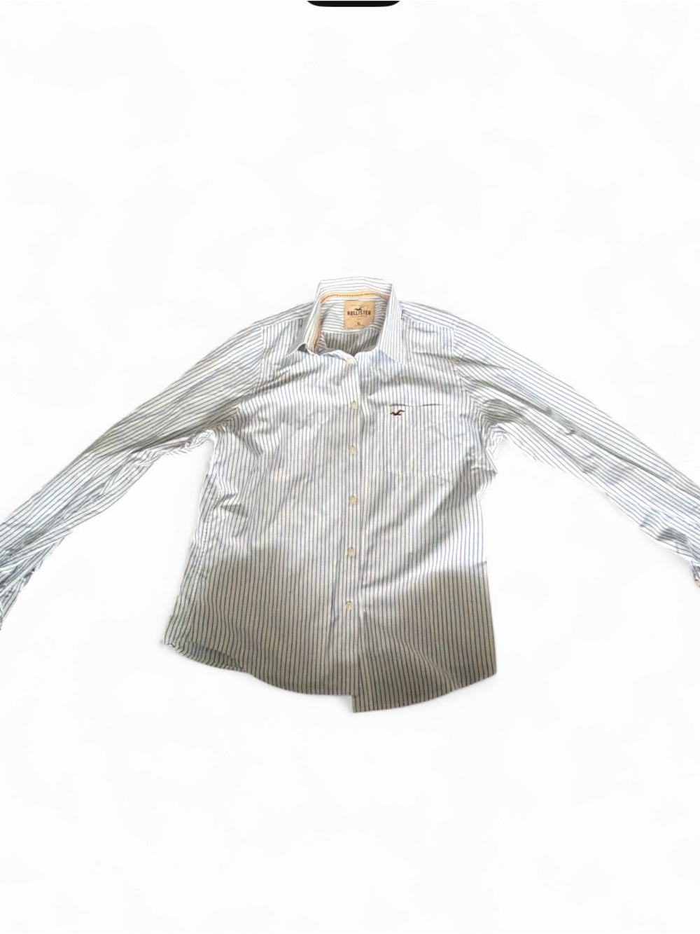 Hollister Light Blue & White Striped Shirt Jacket